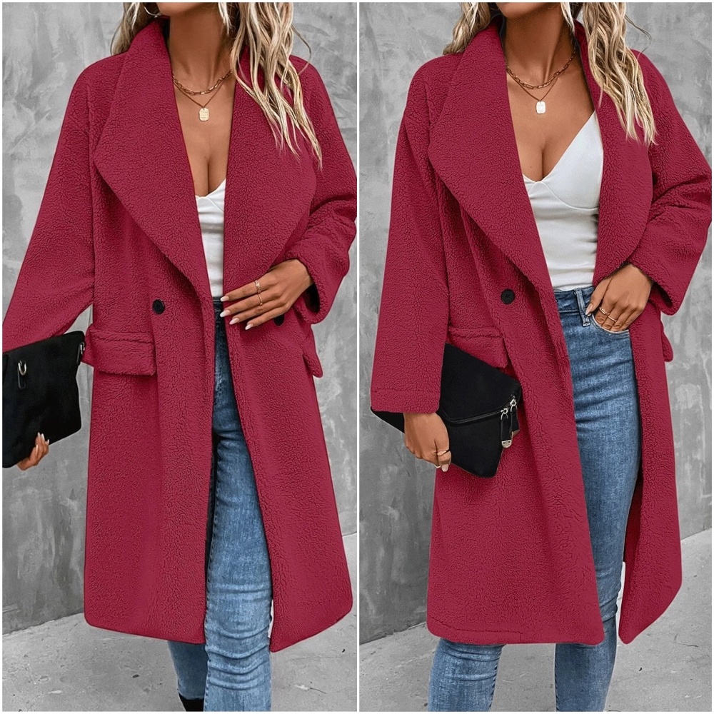 Cozy Wide Collar Teddy Oversized Jacket Coat - Picture 2 of 8